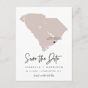QUINN- South Carolina Kaart Save the Date EDITABLE