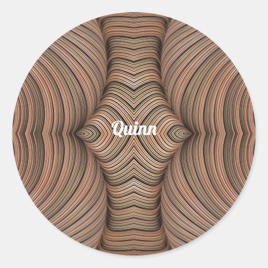 QUINN ~ tinten bruine fractal ~ Ronde Sticker (Voorkant)