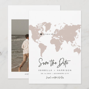 QUINN Wereldkaart Reisbestemming Save the Date Kaart