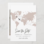 QUINN Wereldkaart Reisbestemming Save the Date Kaart (Voorkant / Achterkant)