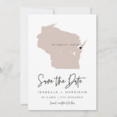 QUINN WISCONSIN Blush Pink Map Opslaan Datum Kaart (Voorkant)