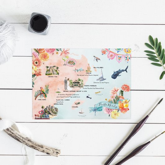 Quintana Roo | Carte Itinéraire De Mariage De Dest