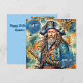 QUINTON ~ Carte d'anniversaire ~ Pirate ~ (Devant / Derrière)
