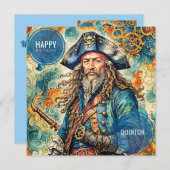 QUINTON ~ Carte d'anniversaire ~ Pirate ~ (Devant / Derrière)