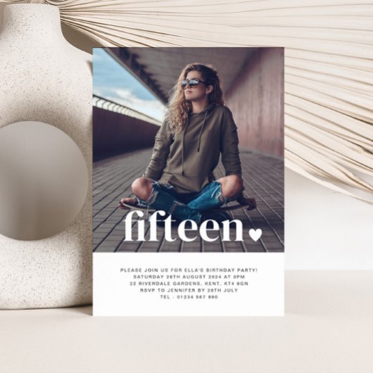 Quinze Photo de coeur Invitation d'anniversaire