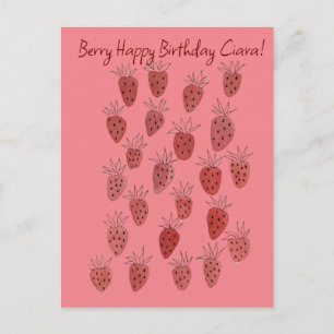Quirky aardbery Pattern Birthday Kaart