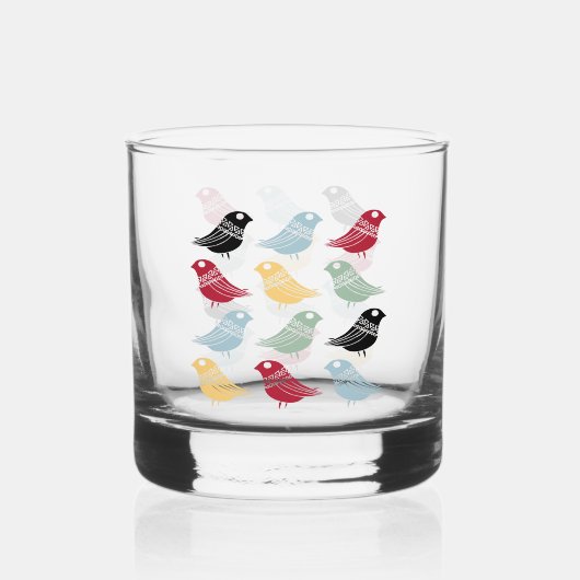 Quirky Abstract Birds Mid Century Danish Modern Whisky Glas (Voorkant)