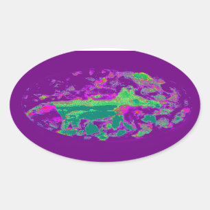 Quirky Animal Limoen Paars Fox Ovale Sticker