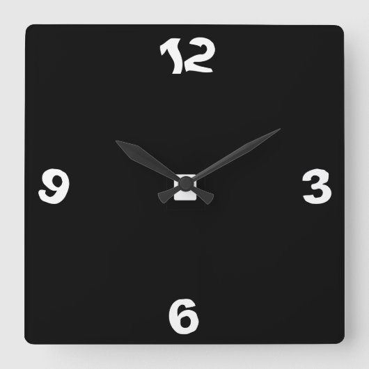 Quirky Black en White> wandklok Vierkante Klok (Voorkant)