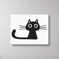 Quirky Black Kitty Cat Black en White Animal Art