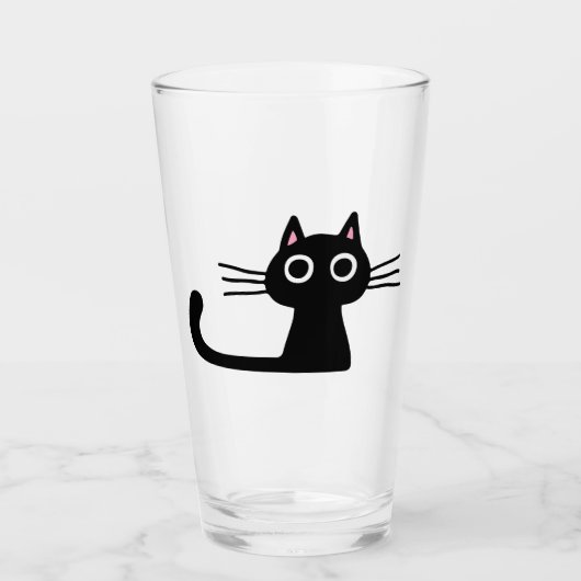 Quirky Black Kitty Cat | Fun Feline Beverage Glass Glas (Voorkant)