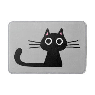 Quirky Black Kitty Cat met Long Whiskers Badmat