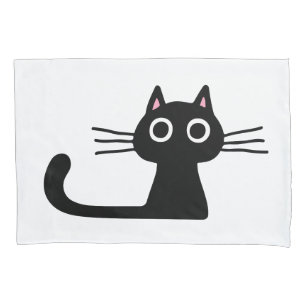 Quirky Black Kitty Cat met Long Whiskers Kussensloop