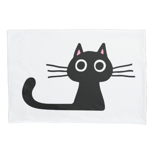 Quirky Black Kitty Cat met Long Whiskers Kussensloop (Voorkant)
