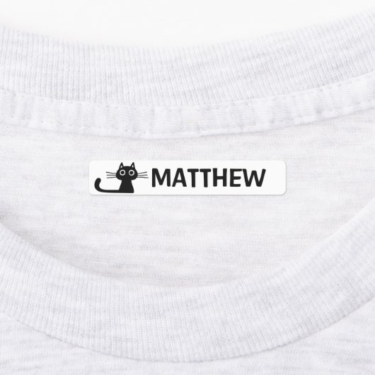 Quirky Black Kitty Cat Persoonlijke naam Labels (Aangebracht)