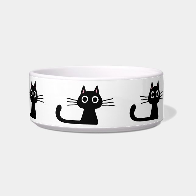 Quirky Black Kitty Cats | Fun Feline Pet Dish Voerbakje (Rechts)