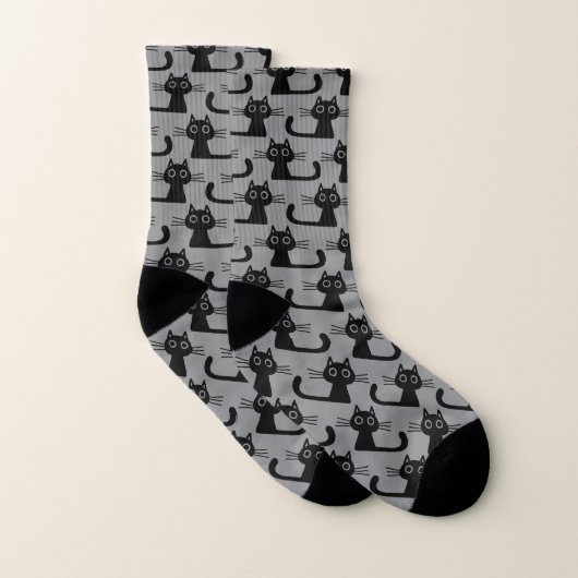 Quirky Black Kitty Cats Pattern Cute Novelty Socks Sokken (Paar)