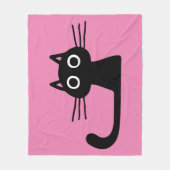 Quirky Black Kitty Purrfect Pink Fleece Deken (Voorkant)