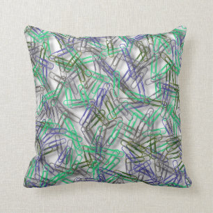 Quirky Blue Green Paperclips  Kussen