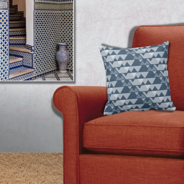 Quirky Blue Triangle Jagged Pattern - Sierkussen (Creator heeft geüpload)