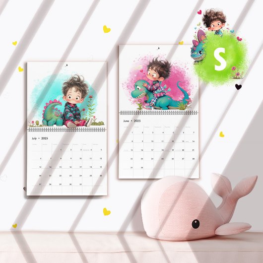 Quirky Boy & Dinosaur Cartoon Kalender