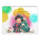 Quirky Boy & Dinosaur Cartoon Kalender (Hoes)