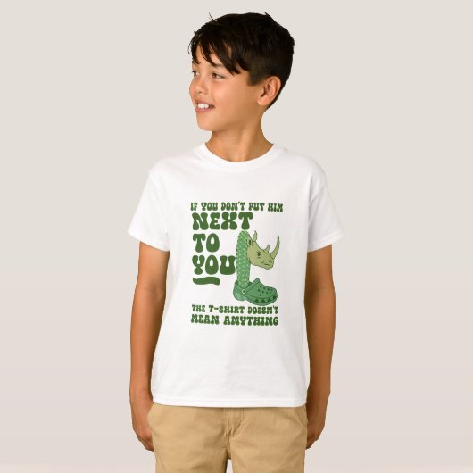 Quirky Cactus Rhino Croc Funny T-Shirt Design (Devant entier)