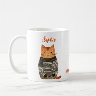 Quirky Cat Illustratie met Naam Grappige Cat Quote Koffiemok