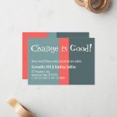 Quirky "Change is Good" Colorful New Address Card Notitiekaartje (Voorkant / Achterkant in situ)