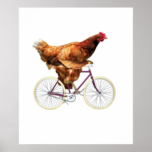 Quirky Chicken Riding Bicycle Poster (Voorkant)