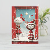 Quirky Christmas Cats Feestdagenkaart (Staand voorkant)