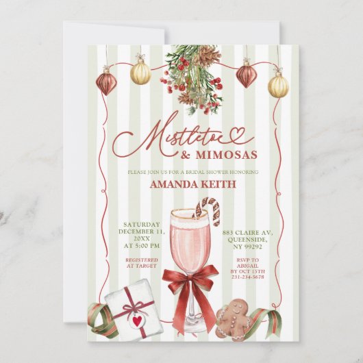 Quirky Christmas Mistletoe and Mimosas Kaart (Voorkant)