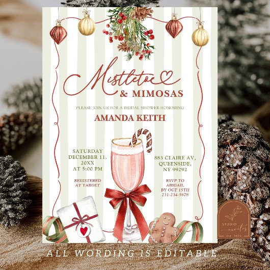 Quirky Christmas Mistletoe and Mimosas Kaart