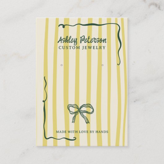 Quirky Citrus Hand-Drawn Bow Jewelry Earring Visitekaartje (Voorkant)