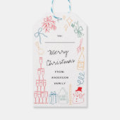 Quirky Colorful Christmas Hand drawn Doodle  Cadeaulabel (Achterkant)