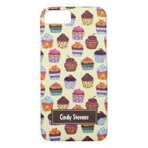 Quirky Colorful Cupcakes Illustratiepatroon iPhone 8/7 Hoesje
