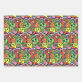 Quirky Colorful Kawaii Character Pattern Inpakpapier Vel (Voorkant 2)