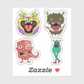 Quirky Colorful Retro Monster Character Sticker (Vel)