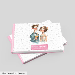 Quirky Couple Guest Book Funny Wedding Waterverf Gastenboek