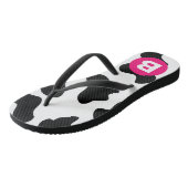 Quirky Cow Patch Pattern Pink Monogram Teenslippers (Schuin)