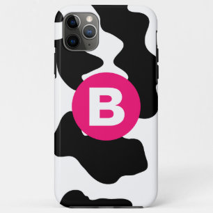 Quirky Cow Pattern Pink Monogram iPhone 11 Pro Max Hoesje