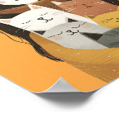 Quirky Crazy Cat Lady met Schattigee Katten Geel Poster (Hoek)