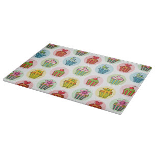Quirky Cupcakes Glass Cutting Board 15 x 11 inch Snijplank