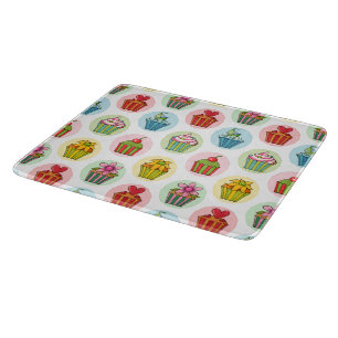 Quirky Cupcakes Glass Cutting Board 6"x7" Snijplank