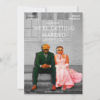 Quirky Cute Retro Movie Poster Photo Wedding Kaart