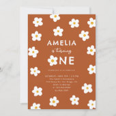 Quirky Daisy Girl 1e verjaardag Uitnodiging (Voorkant)