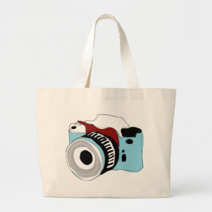 Quirky digitale camera illustratie grote tote bag