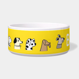 Quirky Dog Profile Pattern Yellow Personated Voerbakje