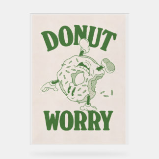Quirky Donut Worry Poster – Green Donut Character