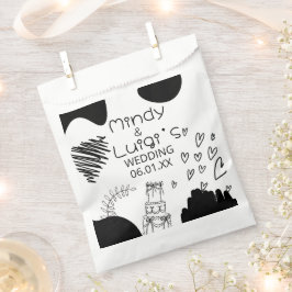 Quirky Doodle Shapes Script Wedding Bedankzakje